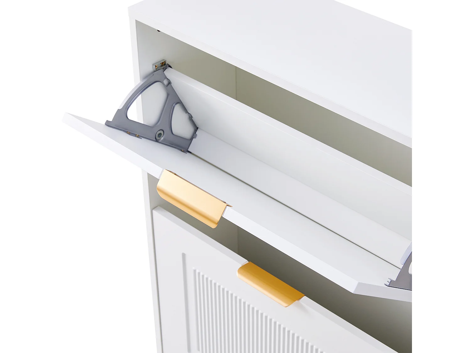 Meuble à chaussures moderne 60x24x114cm - 3 portes abattants - Blanc