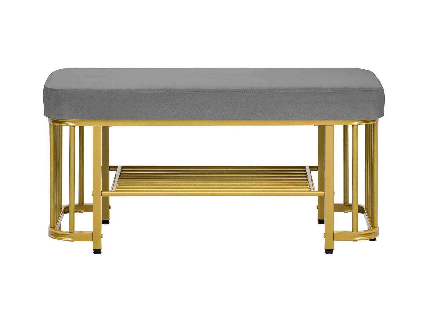 Meuble à chaussures 80x35x39.5cm - avec des étagères ouvertes - Gris+Doré