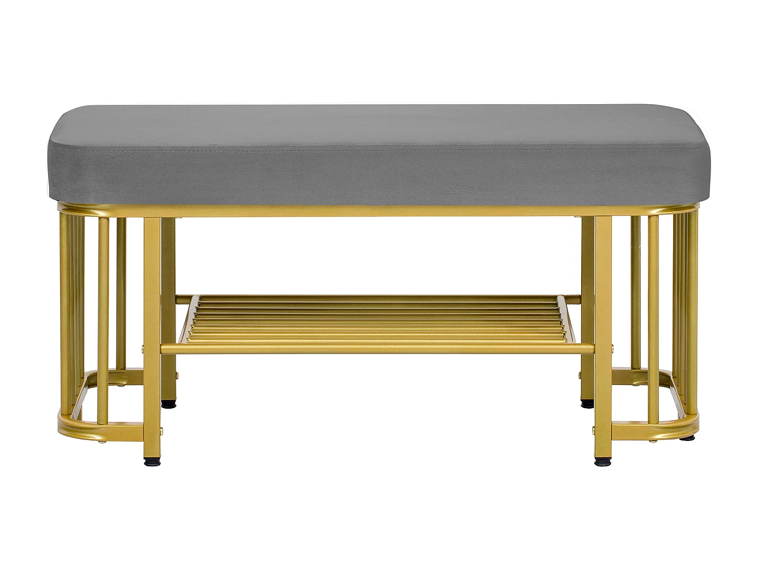 Meuble à chaussures 80x35x39.5cm - avec des étagères ouvertes - Gris+Doré