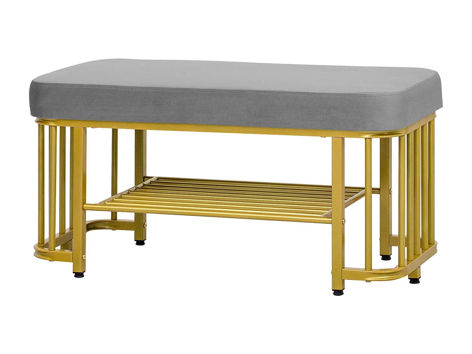 Meuble à chaussures 80x35x39.5cm - avec des étagères ouvertes - Gris+Doré