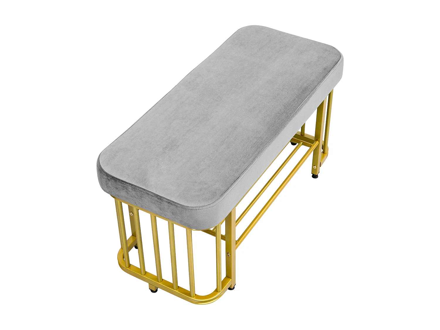 Meuble à chaussures 80x35x39.5cm - avec des étagères ouvertes - Gris+Doré