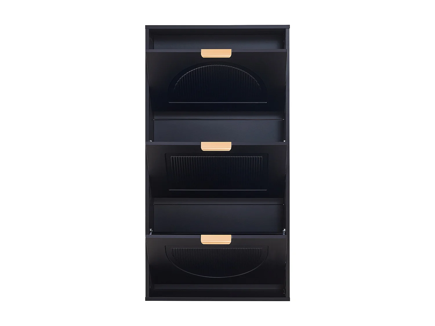 Meuble à chaussures moderne 60x24x114cm - 3 portes abattants - Noir