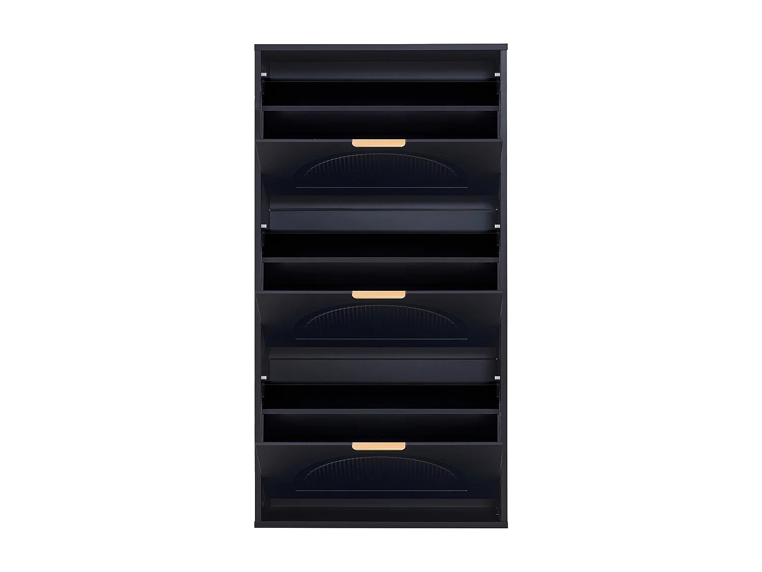 Modern Shoe Cabinet 60x24x114cm - 3 Drop-Down Doors - Black