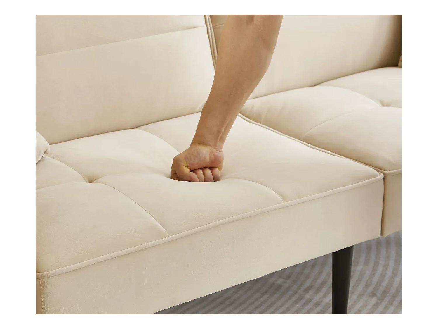 Canapé 2 en 1 réglable – 2 places – Velours – Beige