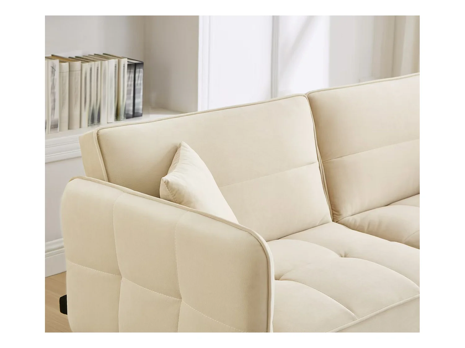 Canapé 2 en 1 réglable – 2 places – Velours – Beige