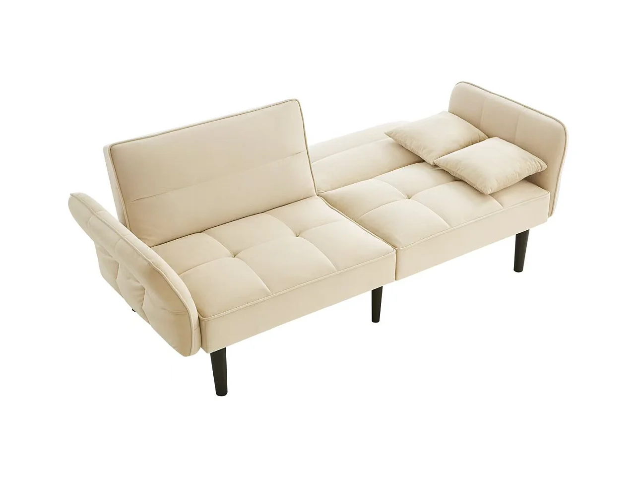 Canapé 2 en 1 réglable – 2 places – Velours – Beige