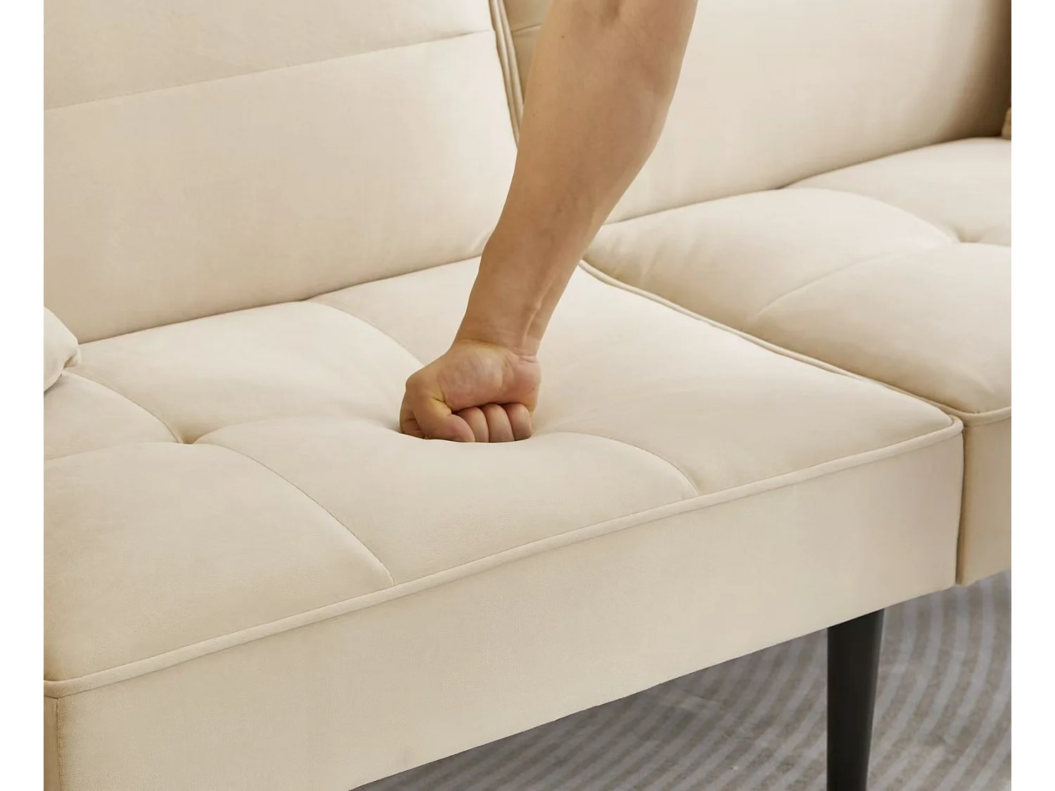 Canapé 2 en 1 réglable – 2 places – Velours – Beige