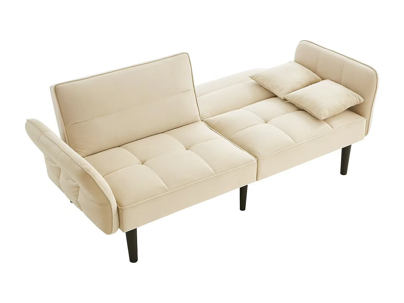 Canapé 2 en 1 réglable – 2 places – Velours – Beige