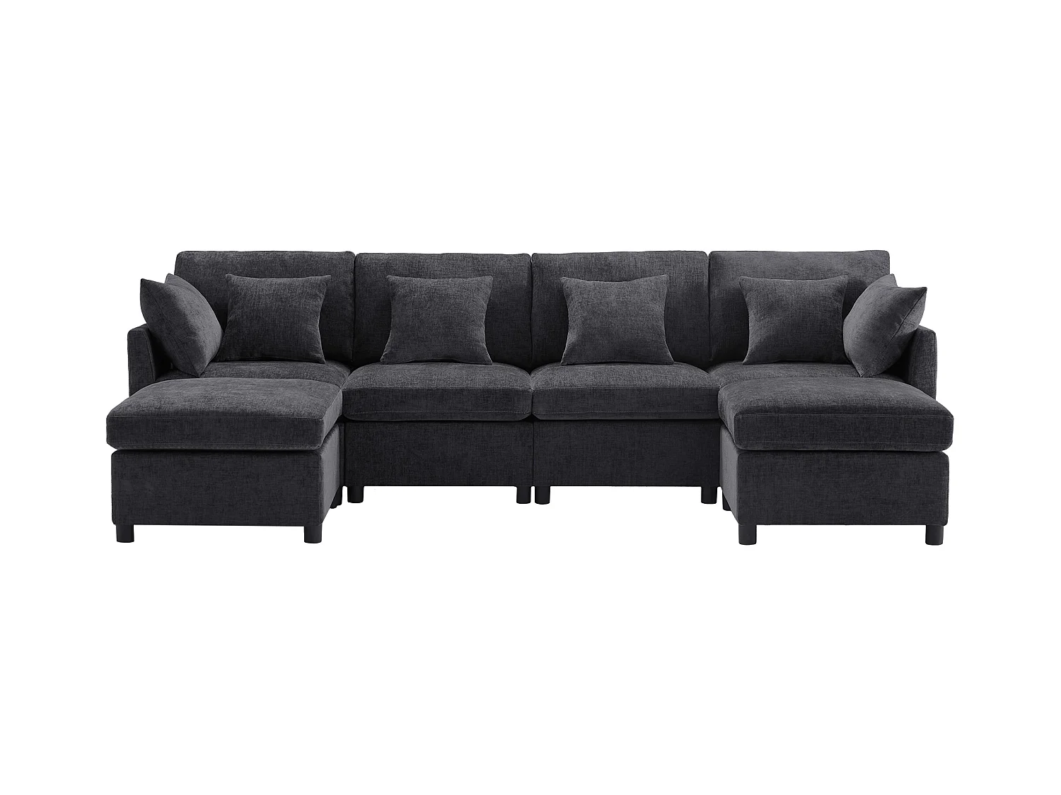 Canapé d'angle moderne en L - Avec repose-pieds amovible - 4 places - gris