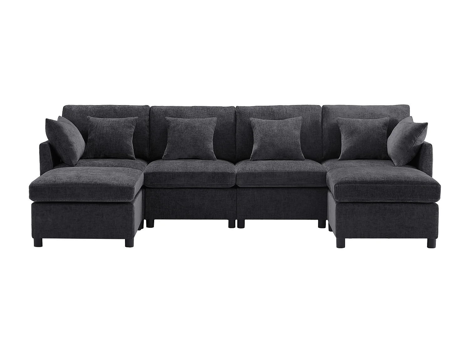 Canapé d'angle moderne en L - Avec repose-pieds amovible - 4 places - gris