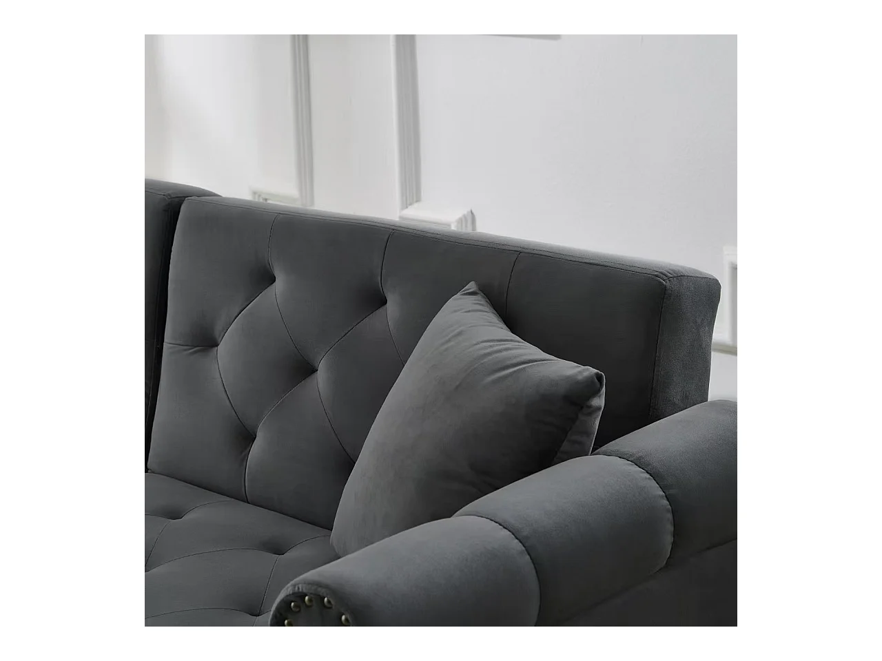 Moderne bank 2-zits - Fluweel - Verstelbare rugleuning in 3 standen - Grijs