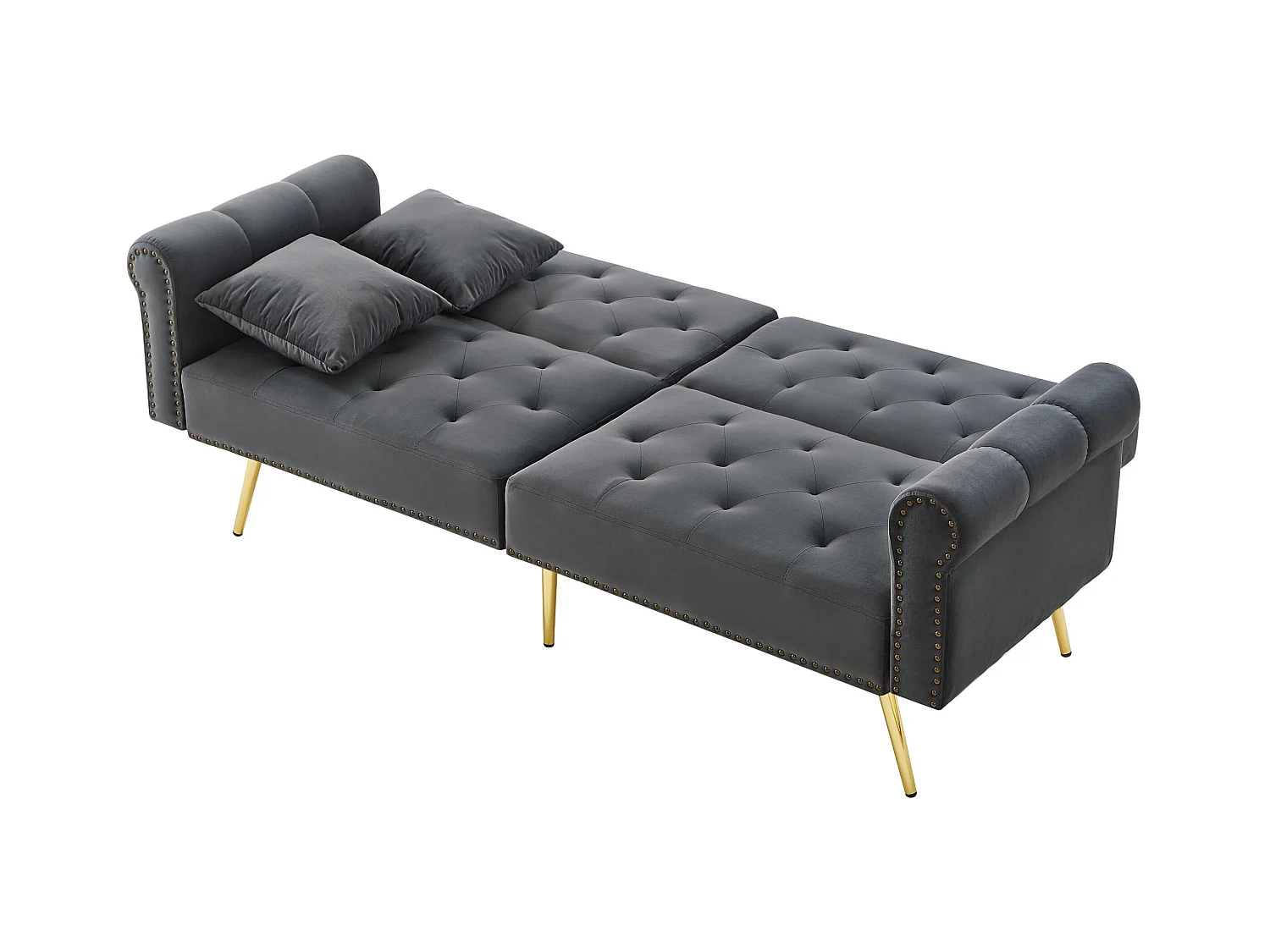 Moderne bank 2-zits - Fluweel - Verstelbare rugleuning in 3 standen - Grijs