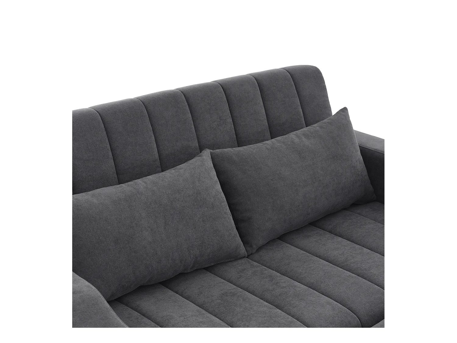 Canapé moderne 2 places - avec porte-gobelets et coussins - Gris