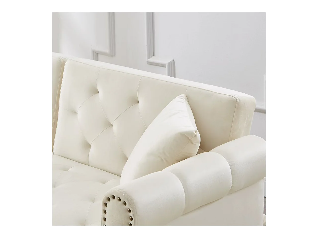 Modernes Sofa 2-Sitzer - Samt - Rückenlehne 3-fach verstellbar - Beige