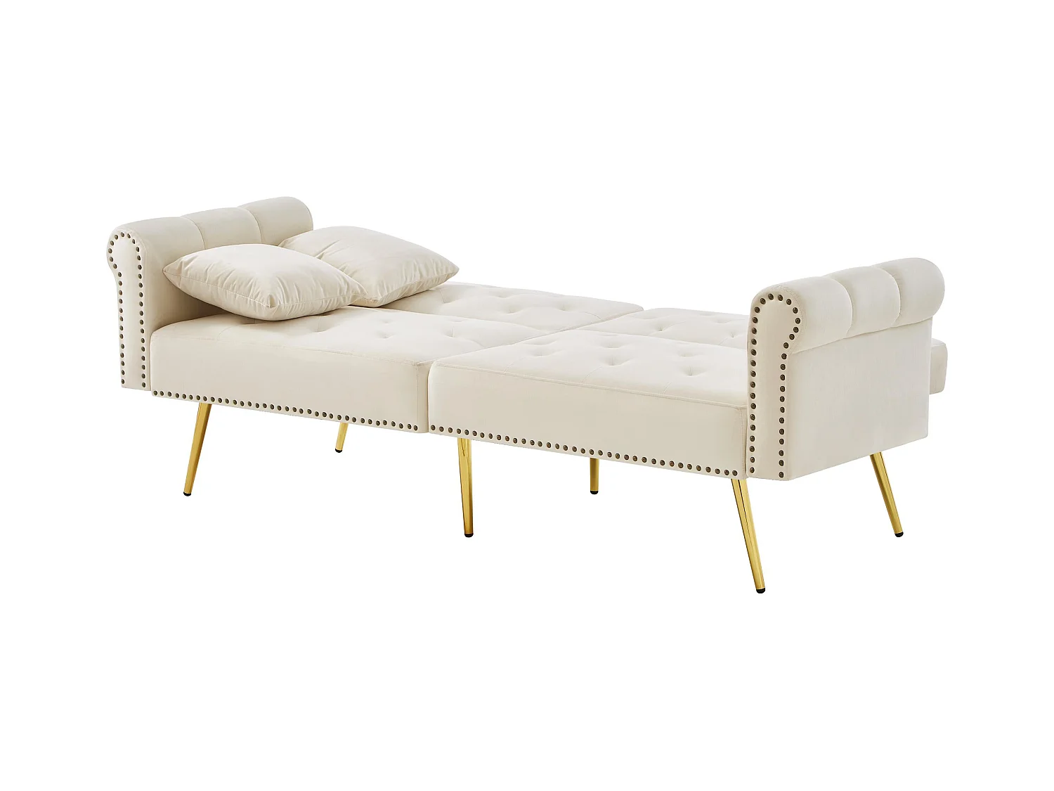 Modernes Sofa 2-Sitzer - Samt - Rückenlehne 3-fach verstellbar - Beige