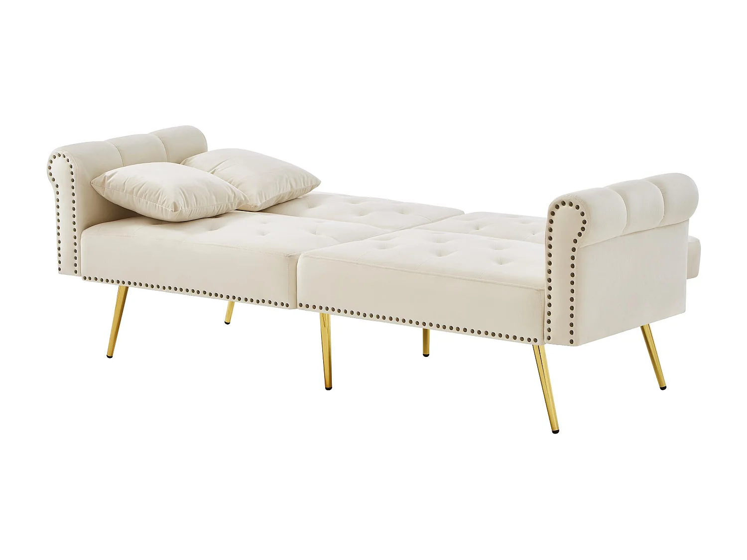 Canapé contemporain 2 places - Velours - Dossier réglable sur 3 niveaux - Beige