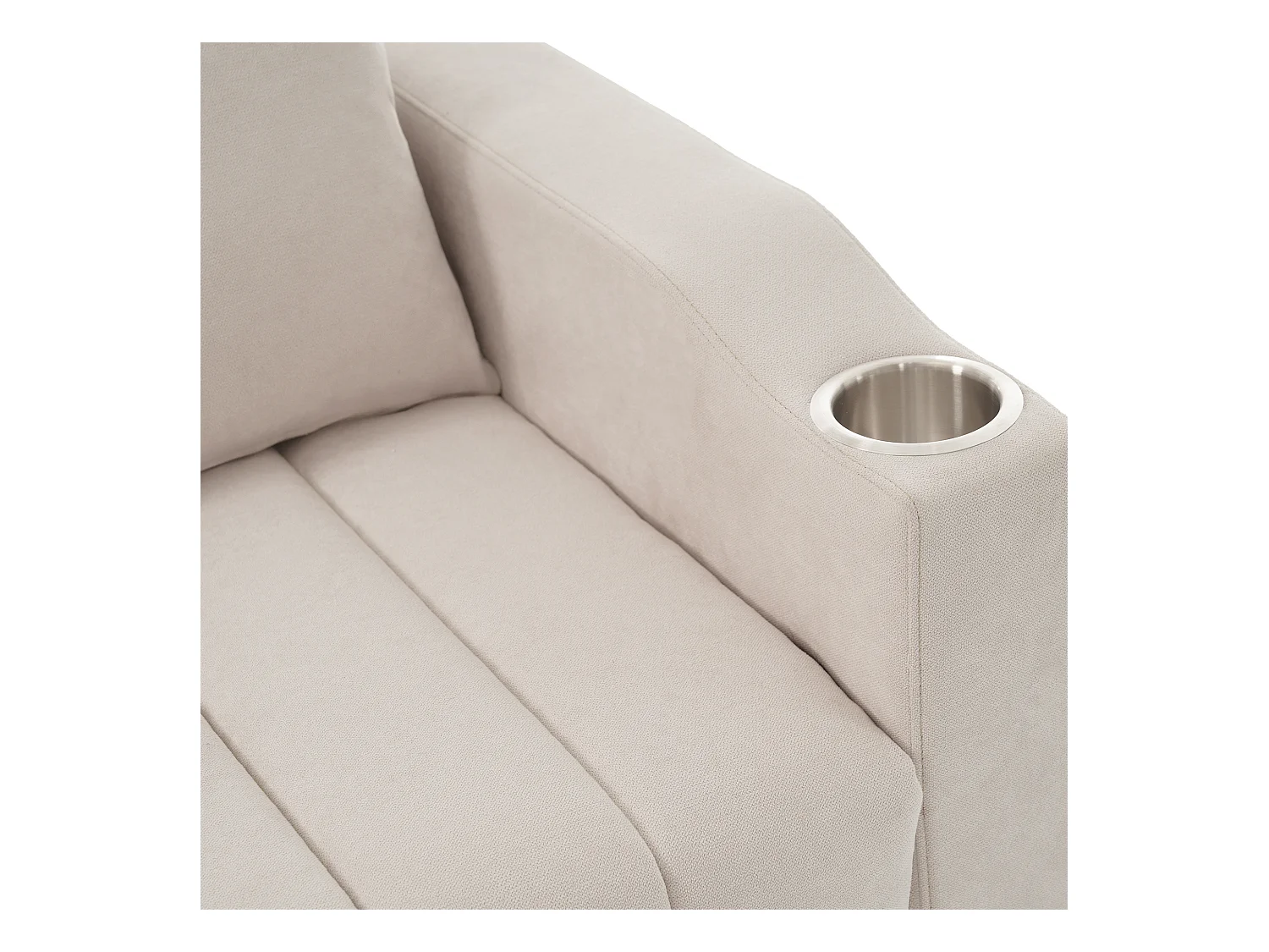 Canapé moderne 2 places - avec porte-gobelets et coussins - Beige