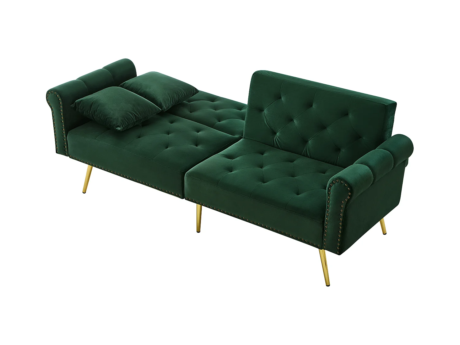 Divano contemporaneo 2 posti - Velluto - Schienale regolabile su 3 livelli - Verde