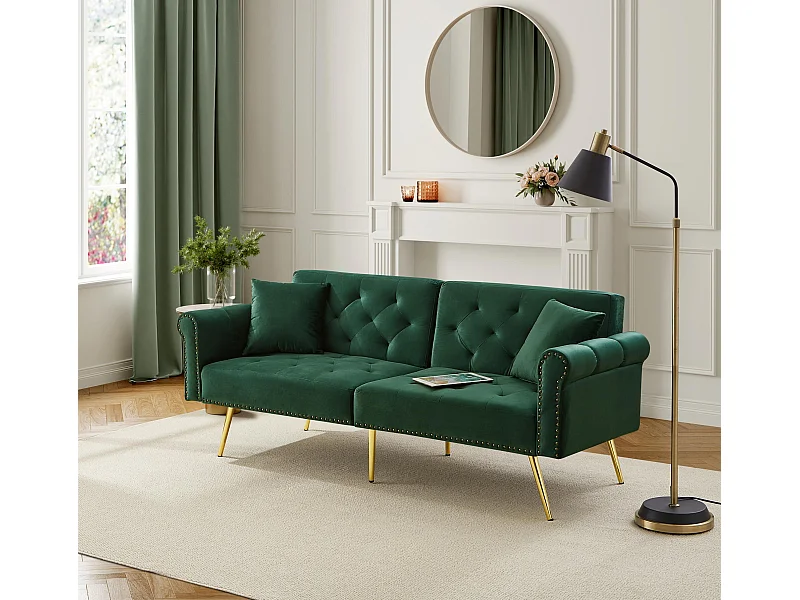 Moderne bank 2-zits - Fluweel - Verstelbare rugleuning in 3 standen - Groen
