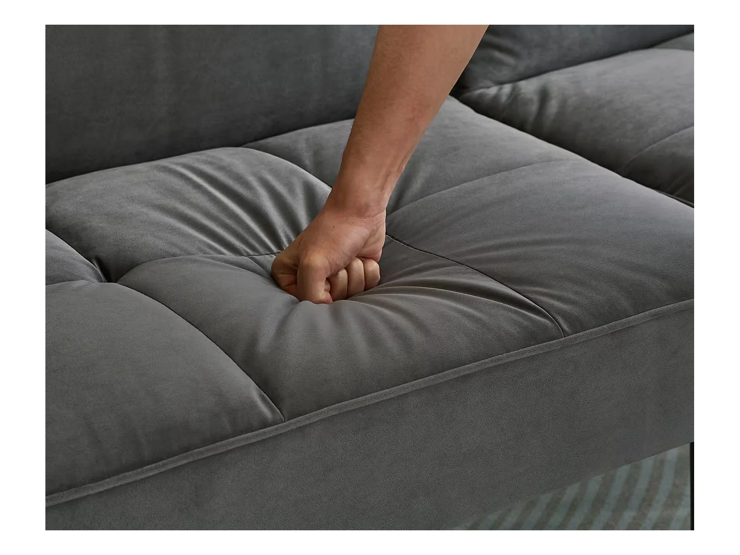 Canapé 2 en 1 réglable – 2 places – Velours – gris