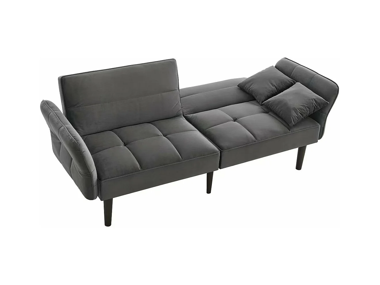 Canapé 2 en 1 réglable – 2 places – Velours – gris