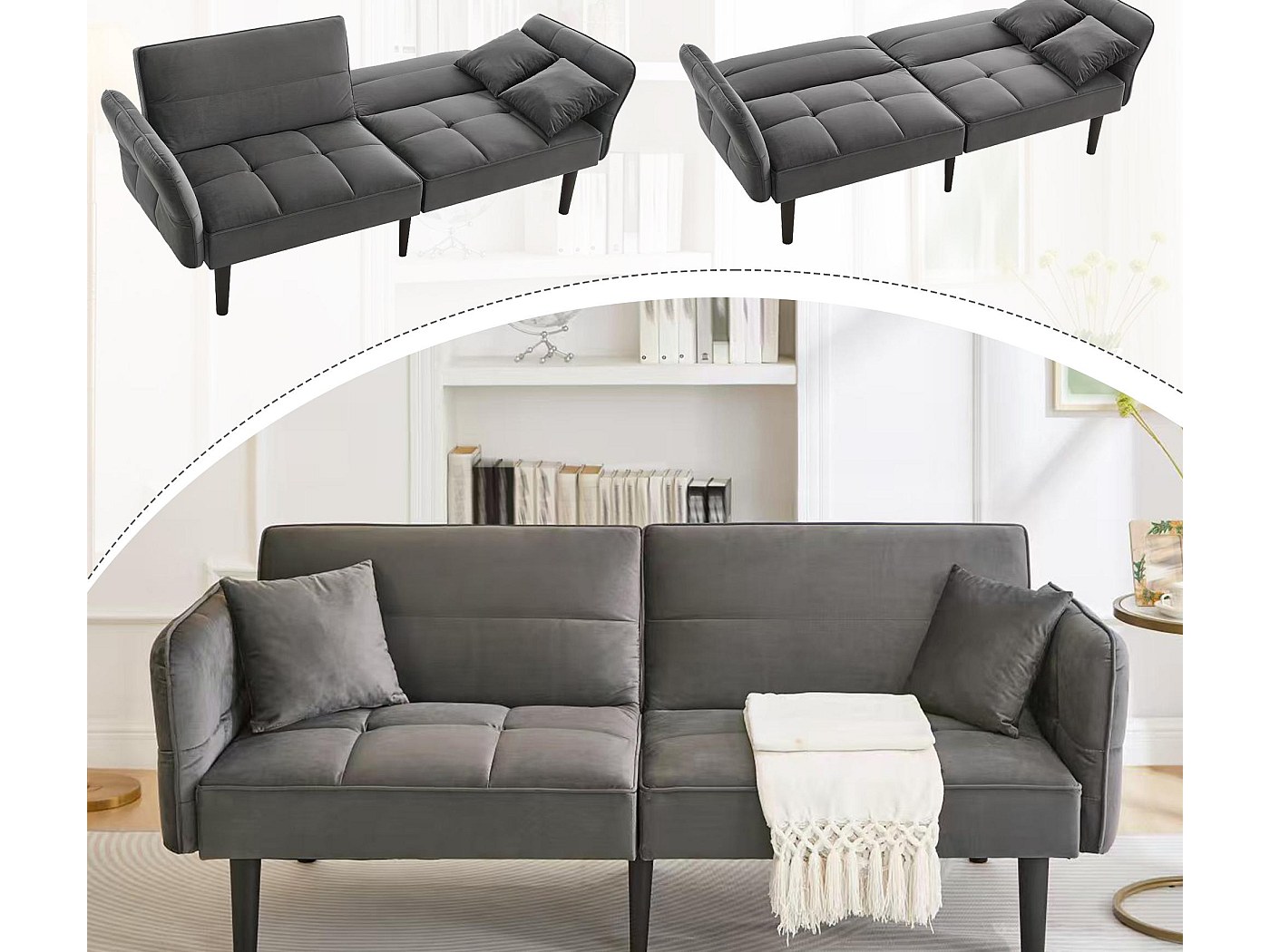 Canapé 2 places en tissu taupe NURMO