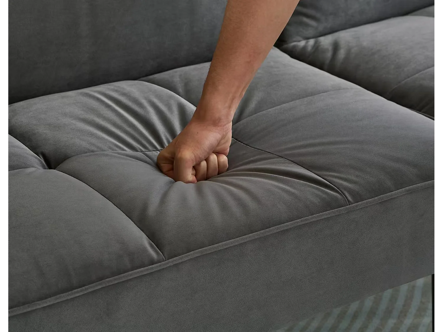 Canapé 2 en 1 réglable – 2 places – Velours – gris