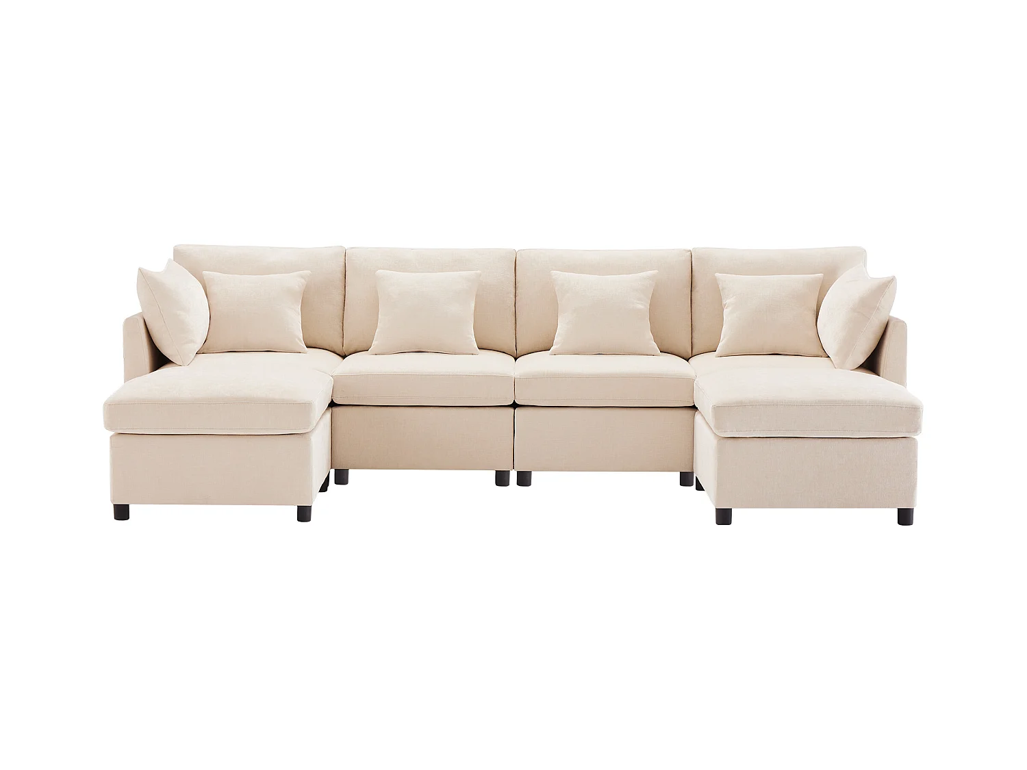 Canapé d'angle moderne en L - Avec repose-pieds amovible - 4 places - Beige