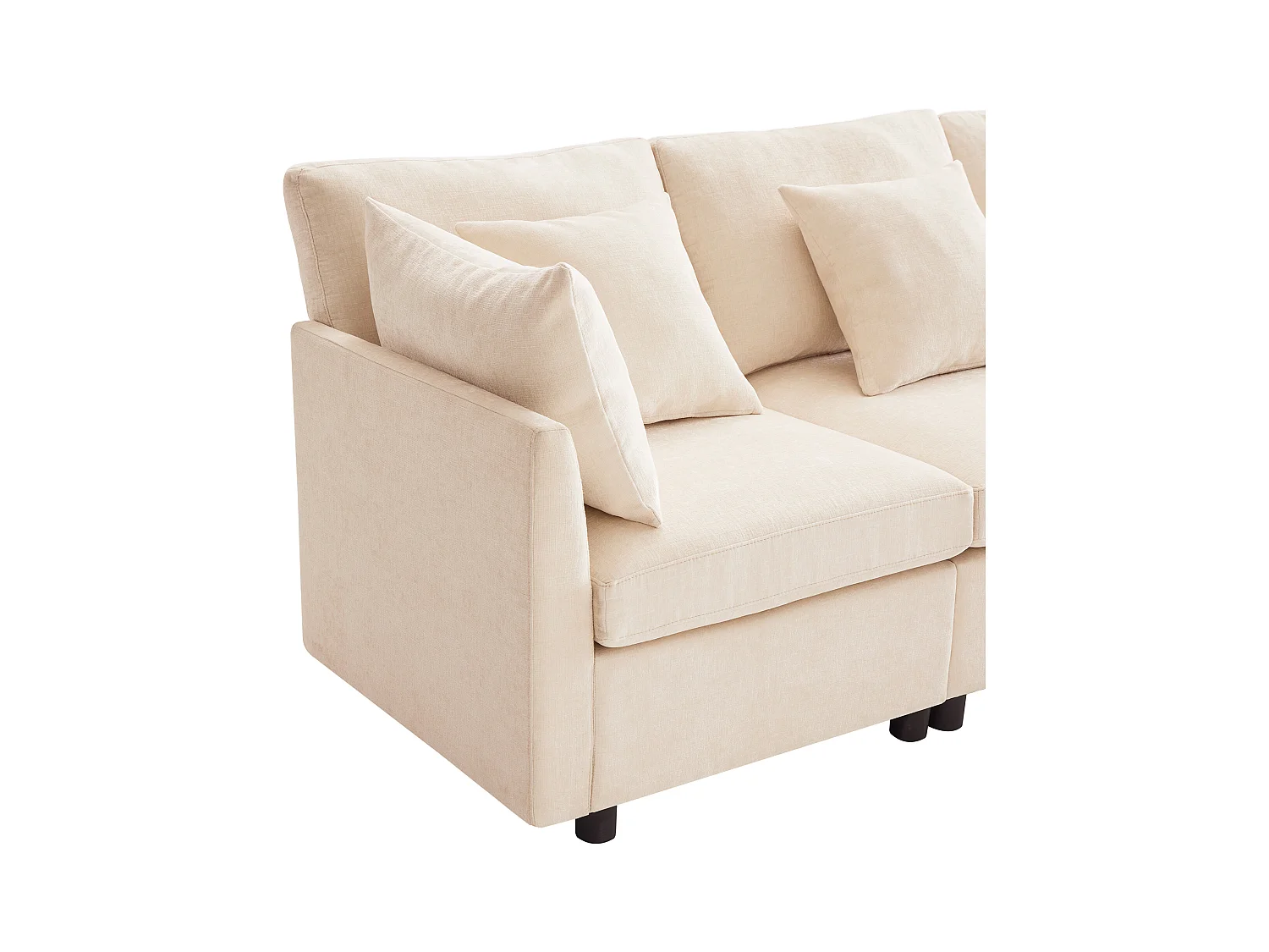 Canapé d'angle moderne en L - Avec repose-pieds amovible - 4 places - Beige