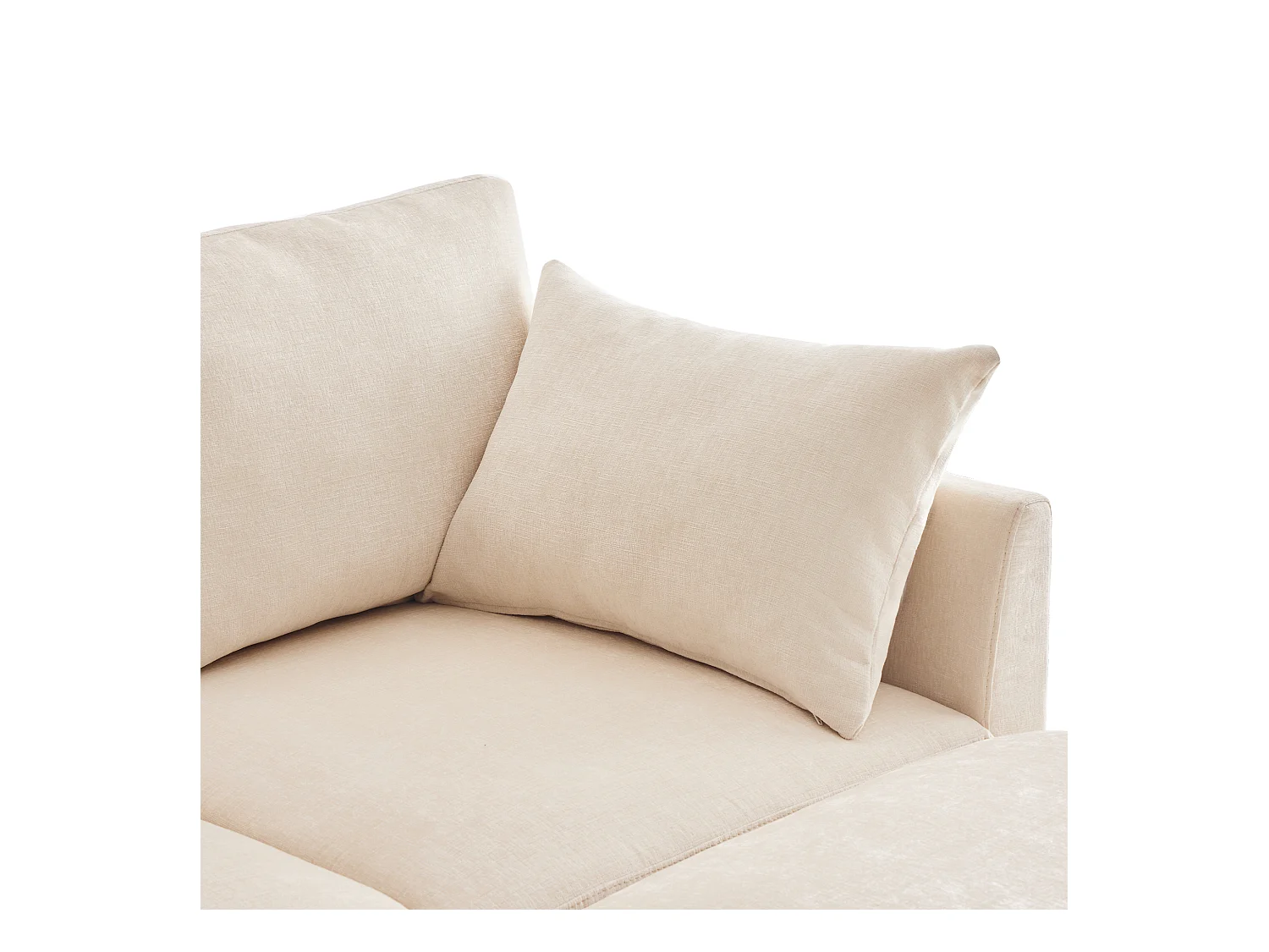 Canapé d'angle moderne en L - Avec repose-pieds amovible - 4 places - Beige