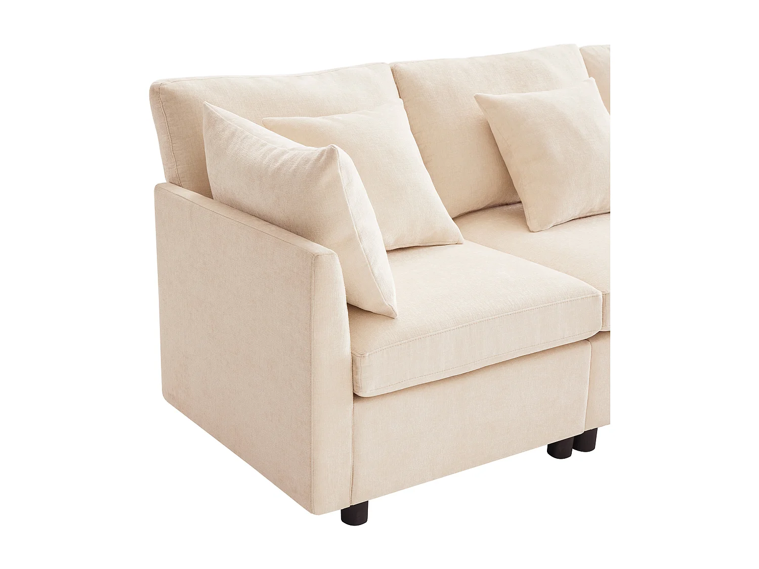 Canapé d'angle moderne en L - Avec repose-pieds amovible - 4 places - Beige