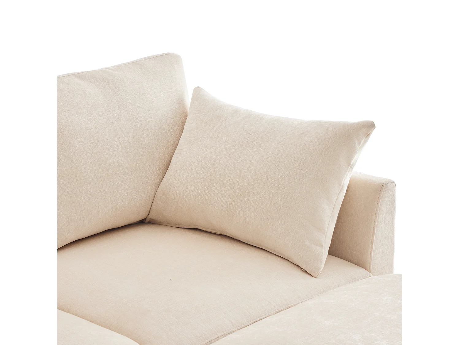 Canapé d'angle moderne en L - Avec repose-pieds amovible - 4 places - Beige