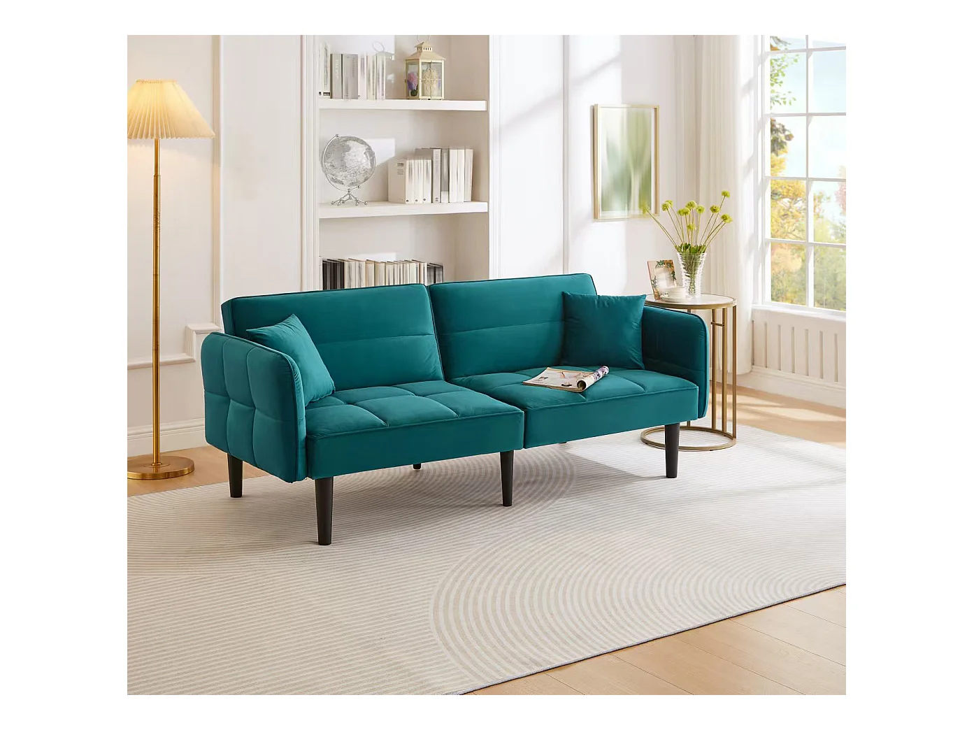 2-in-1 verstellbares Sofa - 2-Sitzer - Samt - Grün