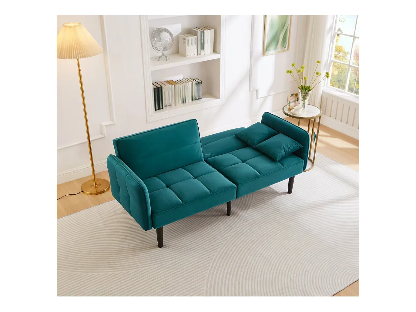 2-in-1 verstellbares Sofa - 2-Sitzer - Samt - Grün