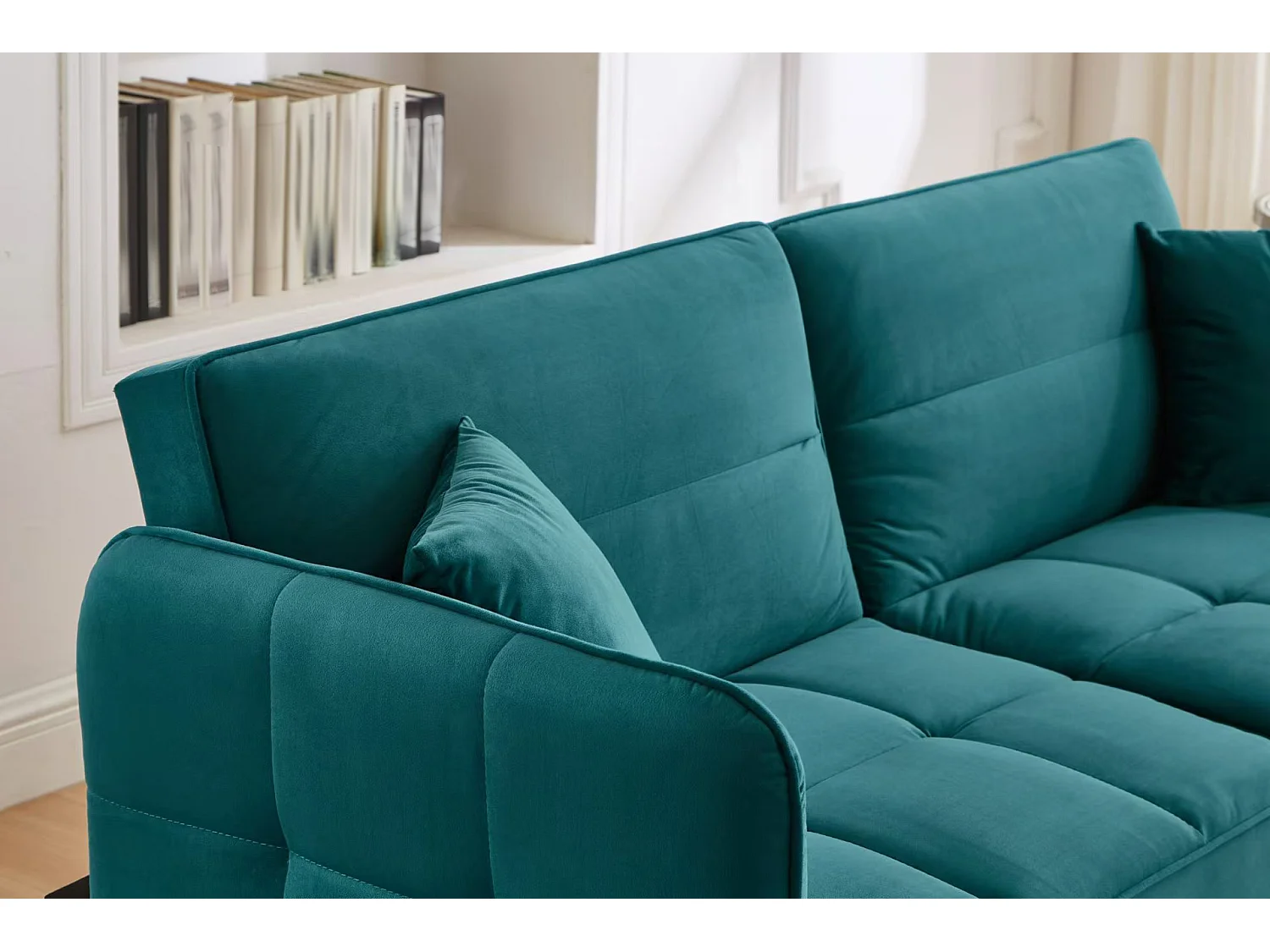 Canapé 2 en 1 réglable – 2 places – Velours – vert