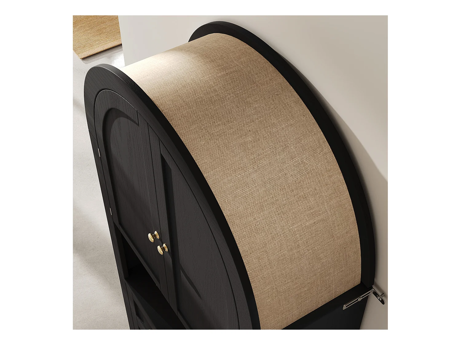 Buffet de cuisine 70x35x180cm - 2 portes et 3 tiroirs - sommet arqué - Noir