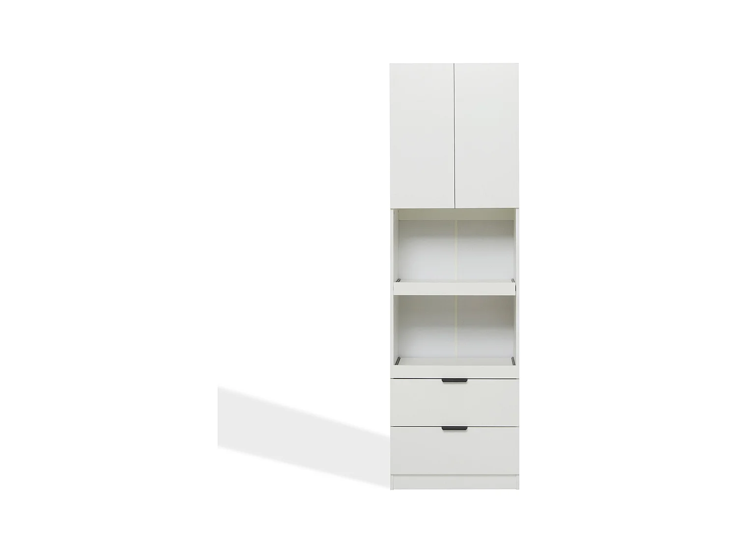 Buffet de cuisine 59.5x45x200cm - 2 portes et 2 tiroirs - Blanc