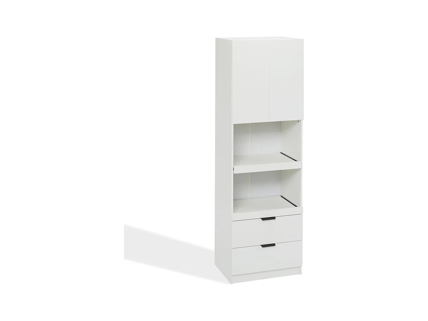 Buffet de cuisine 59.5x45x200cm - 2 portes et 2 tiroirs - Blanc