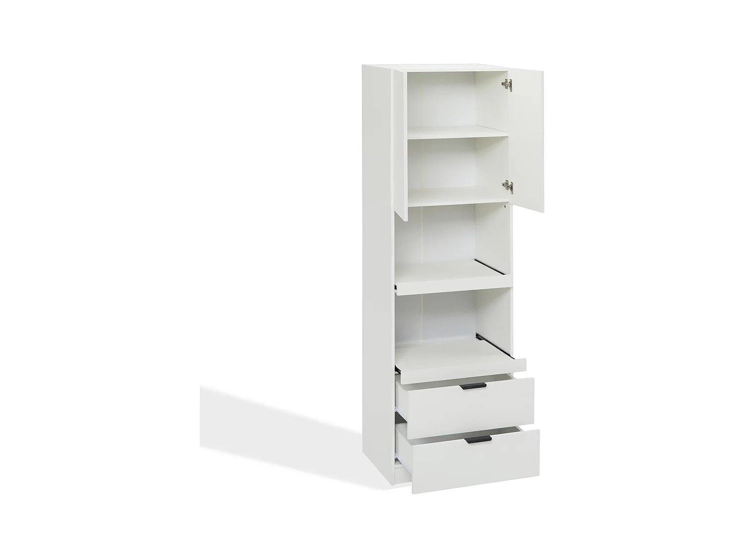 Buffet de cuisine 59.5x45x200cm - 2 portes et 2 tiroirs - Blanc