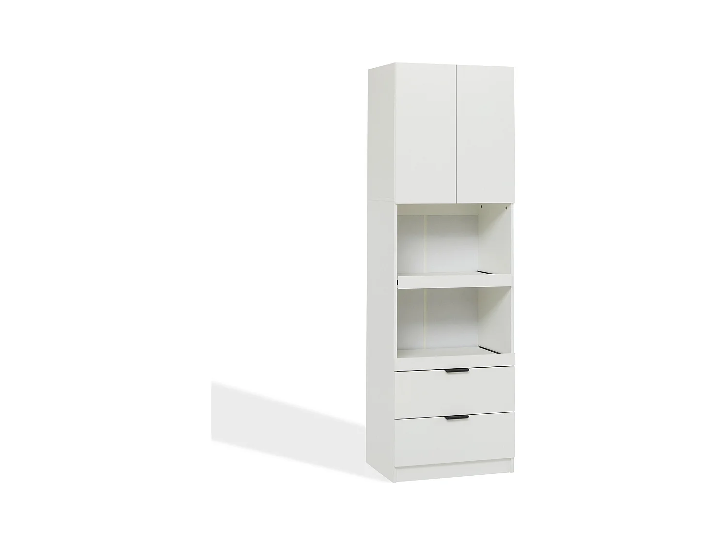 Buffet de cuisine 59.5x45x200cm - 2 portes et 2 tiroirs - Blanc