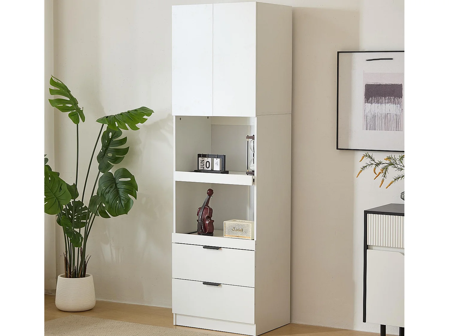 Credenza da cucina 59.5×45×200 cm - 2 ante e 2 cassetti - bianco