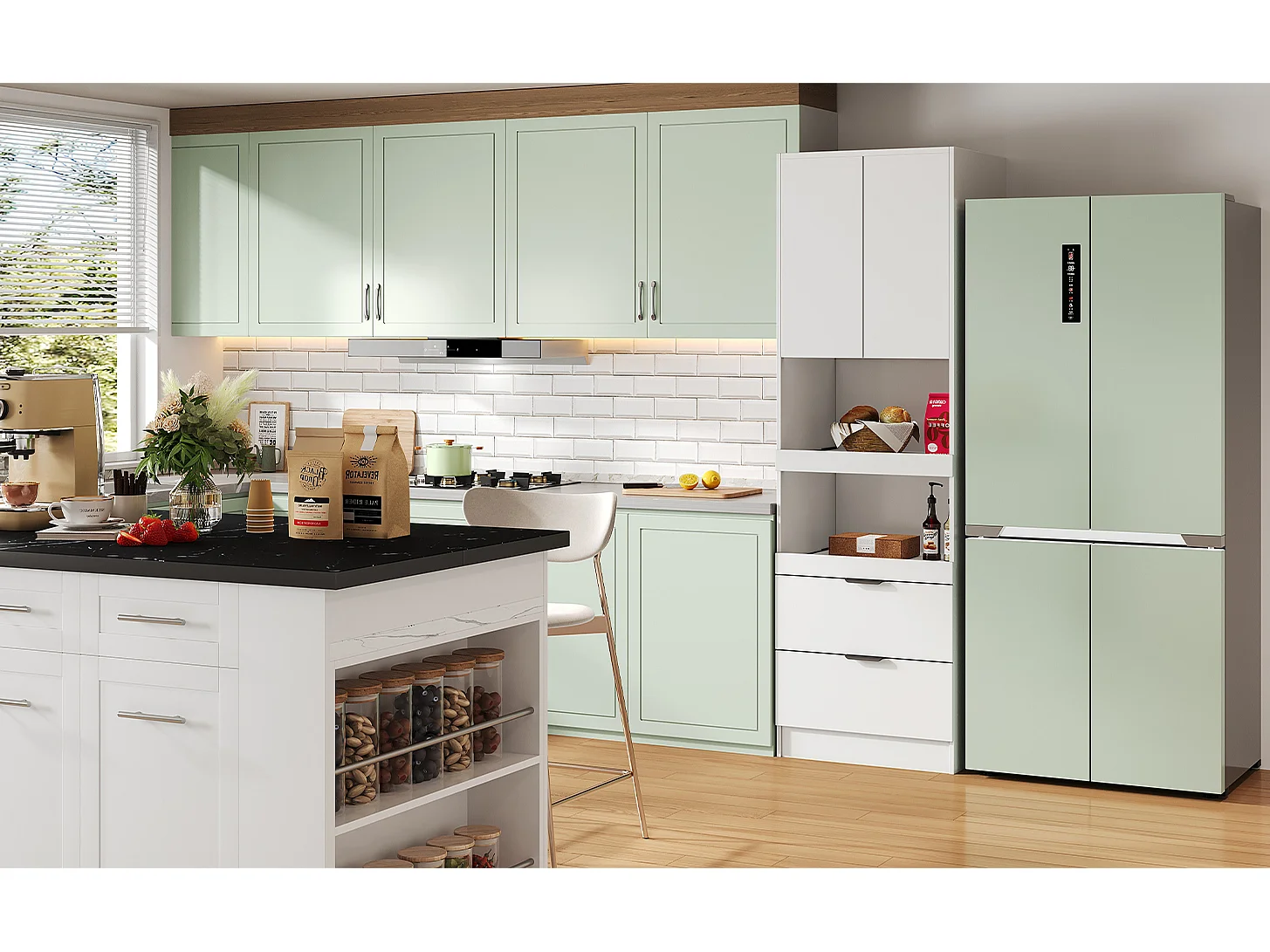 Credenza da cucina 59.5×45×200 cm - 2 ante e 2 cassetti - bianco