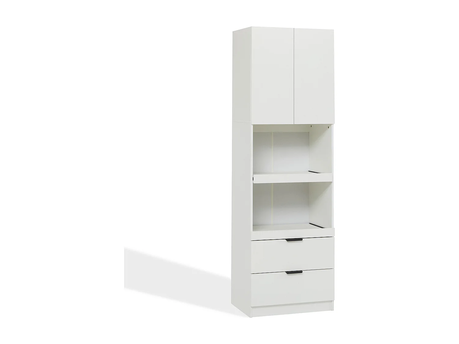 Credenza da cucina 59.5×45×200 cm - 2 ante e 2 cassetti - bianco
