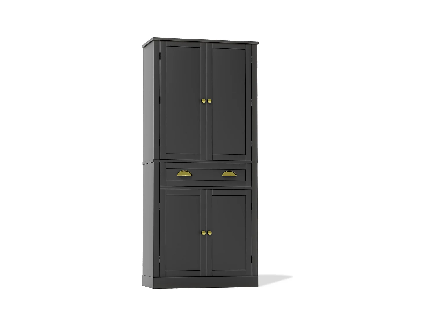 Buffet de cuisine 80x40x182cm - avec 2 portes et 1 tiroir - 2 portes avec étagères - Noir