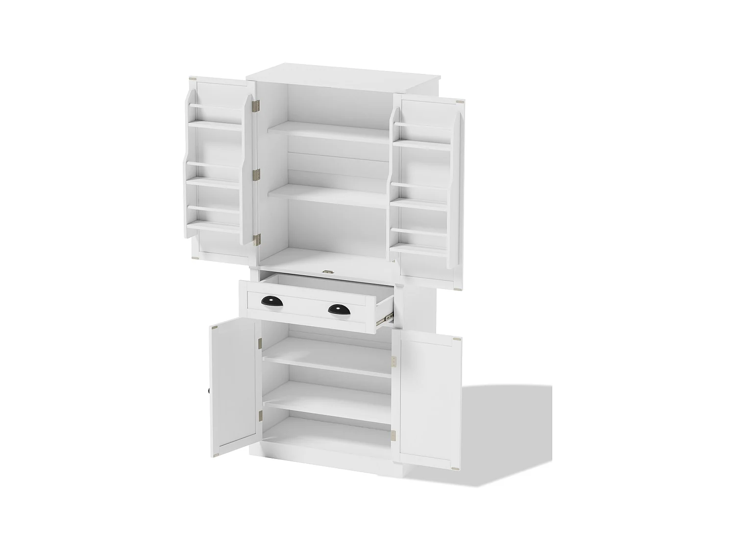 Buffet de cuisine 80x40x182cm - avec 2 portes et 1 tiroir - 2 portes avec étagères - Blanc