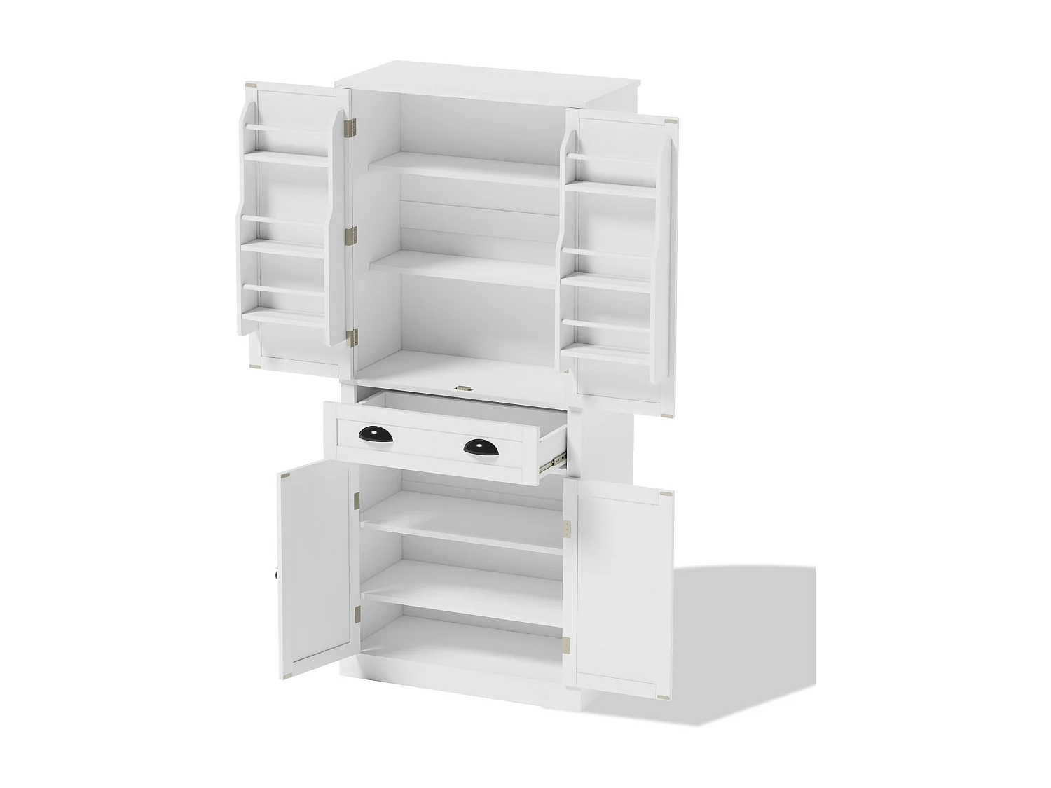 Buffet de cuisine 80x40x182cm - avec 2 portes et 1 tiroir - 2 portes avec étagères - Blanc