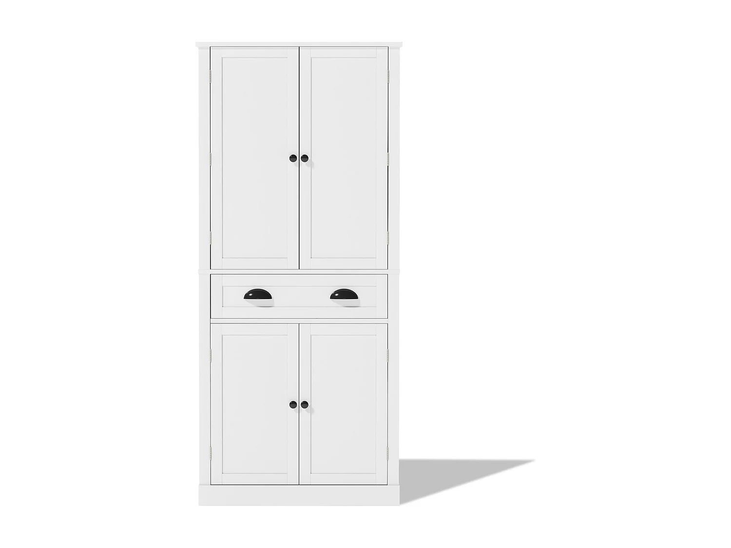 Buffet de cuisine 80x40x182cm - avec 2 portes et 1 tiroir - 2 portes avec étagères - Blanc