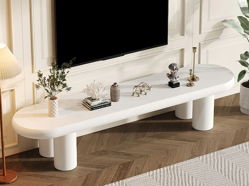 Szafka pod telewizor 160x40x40 cm - z 4 wzmocnionymi nogami - MDF - biały