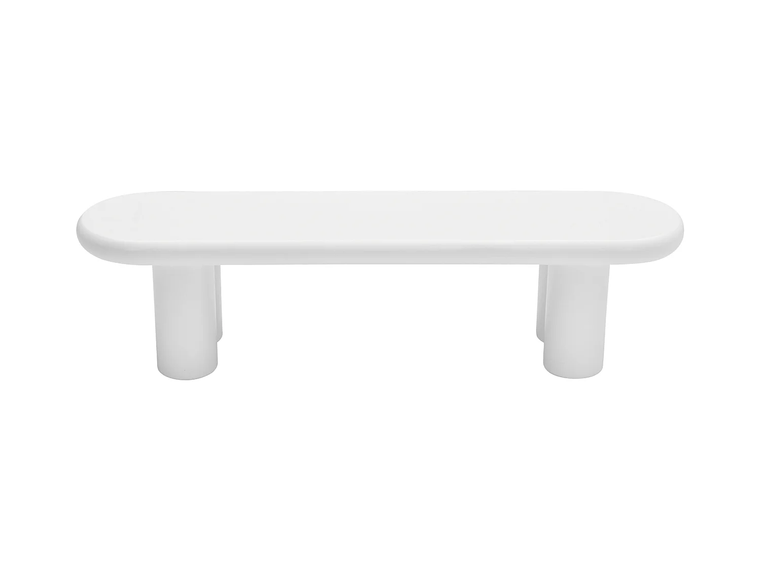 Meuble TV 160x40x40cm - avec 4 pieds robustes - MDF - blanc