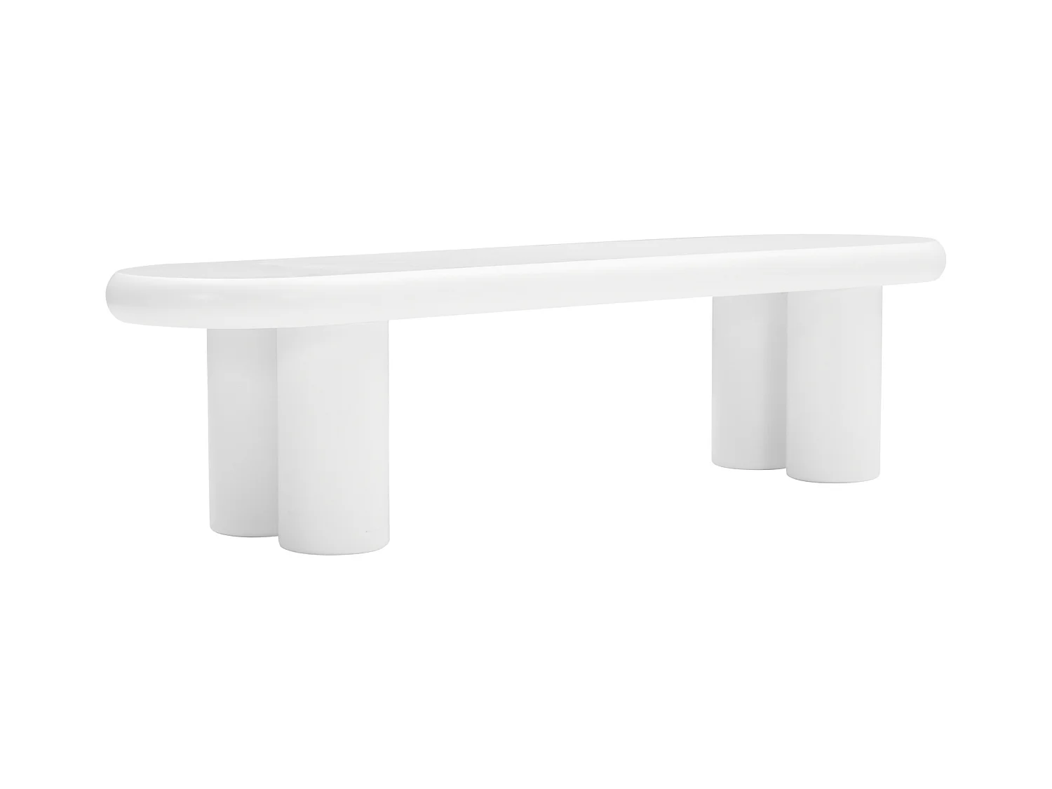 Meuble TV 160x40x40cm - avec 4 pieds robustes - MDF - blanc